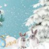 Кролики на фоне снега и елок